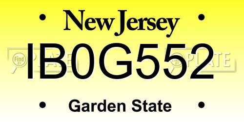 IB0G552 New Jersey License Plate