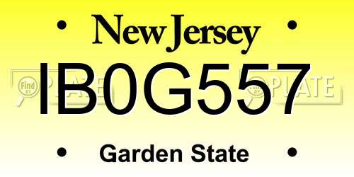 IB0G557 New Jersey License Plate