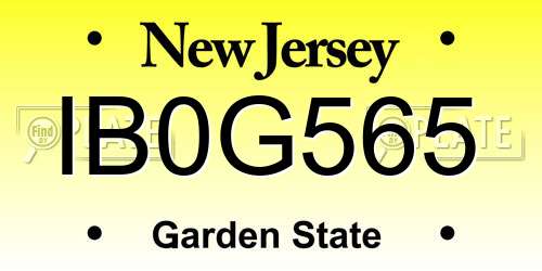 IB0G565 New Jersey License Plate