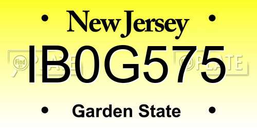 IB0G575 New Jersey License Plate
