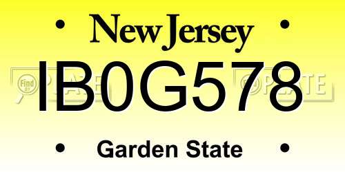 IB0G578 New Jersey License Plate