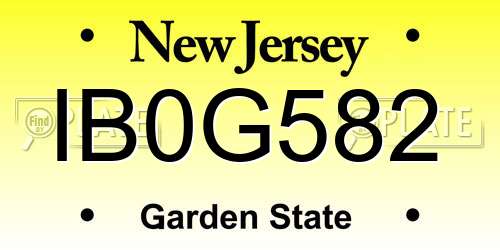 IB0G582 New Jersey License Plate
