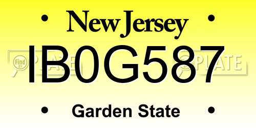 IB0G587 New Jersey License Plate