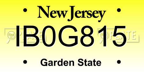 IB0G815 New Jersey License Plate