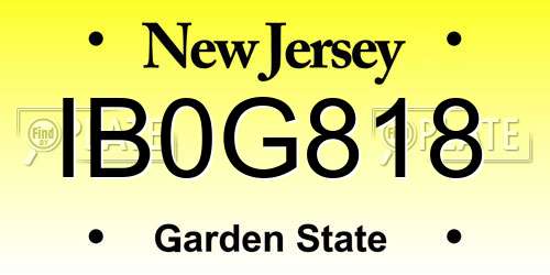 IB0G818 New Jersey License Plate
