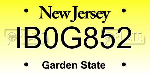 IB0G852 New Jersey License Plate
