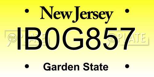 IB0G857 New Jersey License Plate