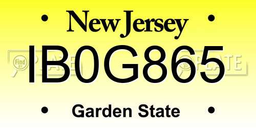 IB0G865 New Jersey License Plate