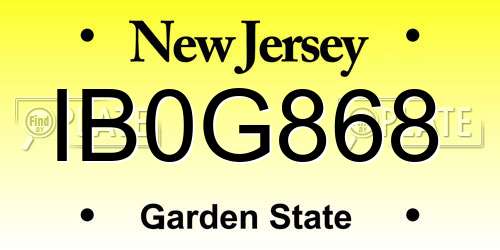 IB0G868 New Jersey License Plate