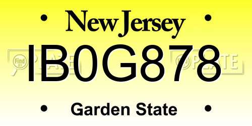IB0G878 New Jersey License Plate