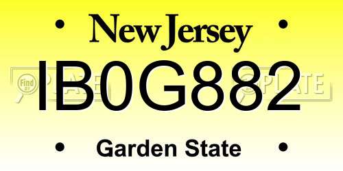 IB0G882 New Jersey License Plate