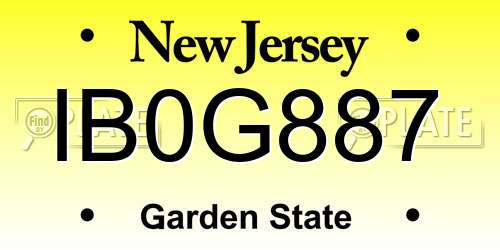 IB0G887 New Jersey License Plate