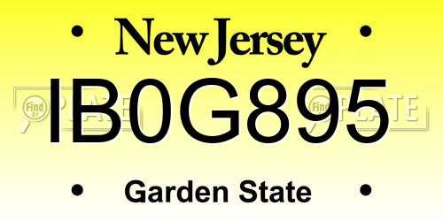 IB0G895 New Jersey License Plate