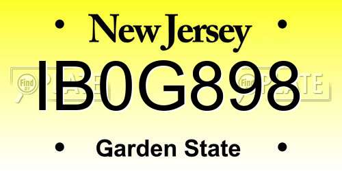 IB0G898 New Jersey License Plate