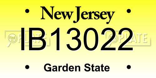 IB13022 New Jersey License Plate