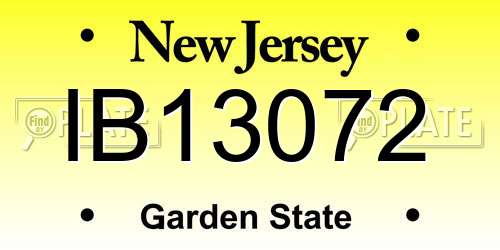 IB13072 New Jersey License Plate