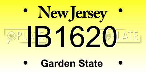IB1620 New Jersey License Plate