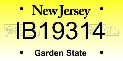 IB19314 New Jersey License Plate