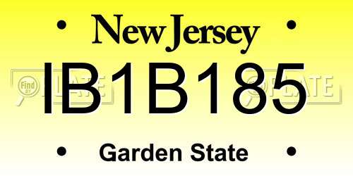 IB1B185 New Jersey License Plate
