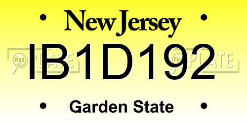 IB1D192 New Jersey License Plate