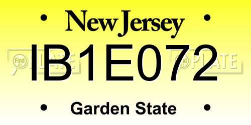 IB1E072 New Jersey License Plate