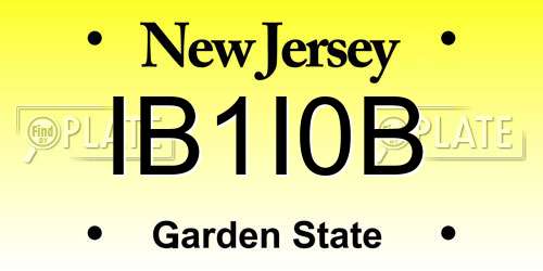 IB1I0B New Jersey License Plate