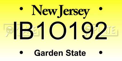 IB1O192 New Jersey License Plate