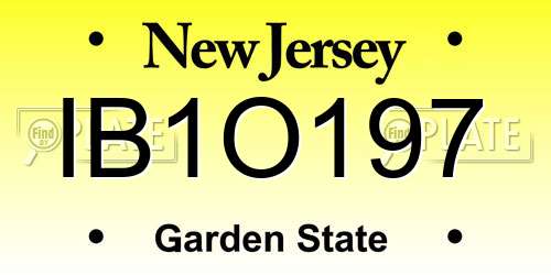 IB1O197 New Jersey License Plate