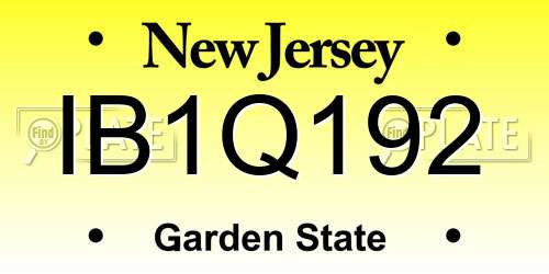 IB1Q192 New Jersey License Plate