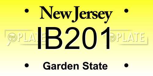 IB201 New Jersey License Plate