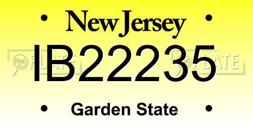 IB22235 New Jersey License Plate