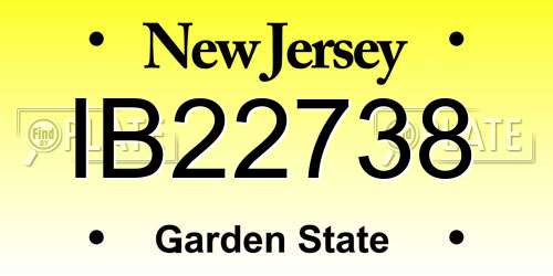 IB22738 New Jersey License Plate