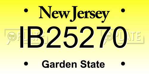 IB25270 New Jersey License Plate