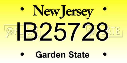 IB25728 New Jersey License Plate
