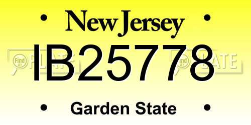 IB25778 New Jersey License Plate