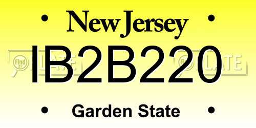 IB2B220 New Jersey License Plate