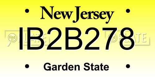 IB2B278 New Jersey License Plate