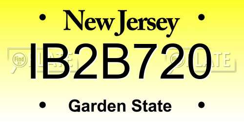 IB2B720 New Jersey License Plate