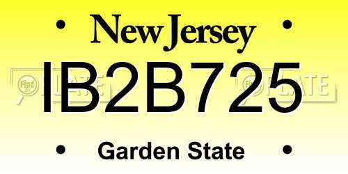 IB2B725 New Jersey License Plate