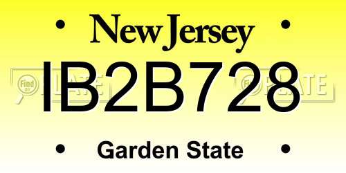 IB2B728 New Jersey License Plate