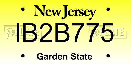 IB2B775 New Jersey License Plate
