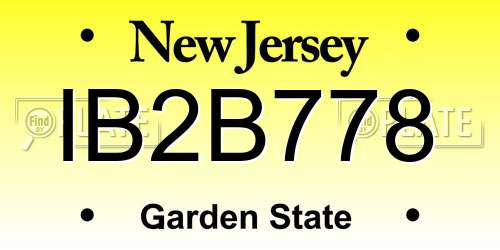 IB2B778 New Jersey License Plate