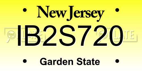 IB2S720 New Jersey License Plate