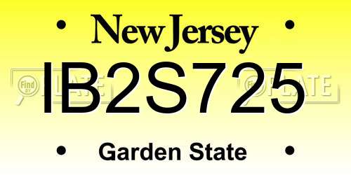 IB2S725 New Jersey License Plate