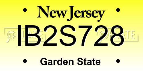 IB2S728 New Jersey License Plate