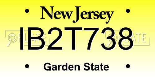 IB2T738 New Jersey License Plate