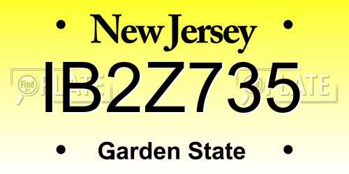 IB2Z735 New Jersey License Plate
