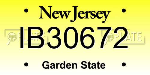 IB30672 New Jersey License Plate