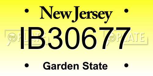 IB30677 New Jersey License Plate