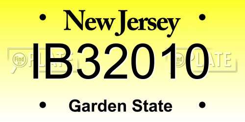 IB32010 New Jersey License Plate
